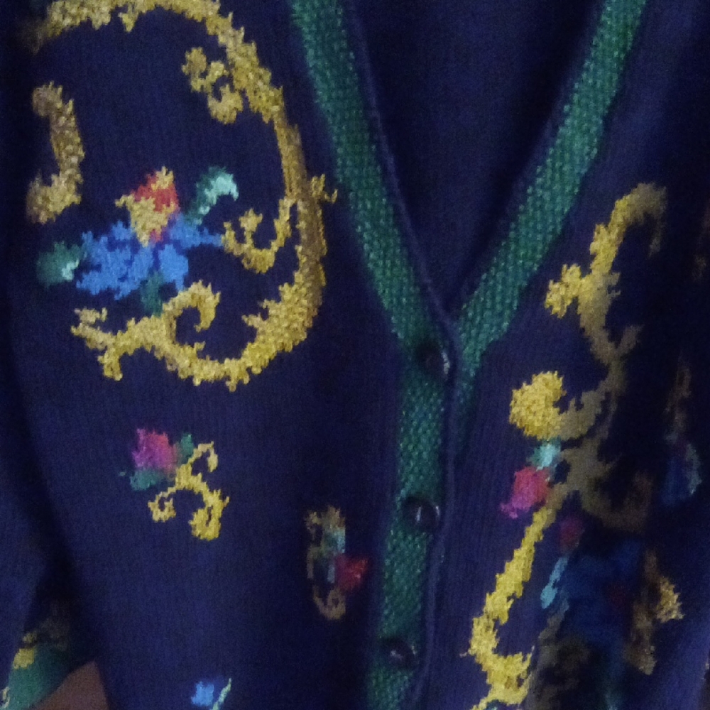 Liz Claiborne Floral Embroidered V-Neck Sweater - Picture 1 of 11
